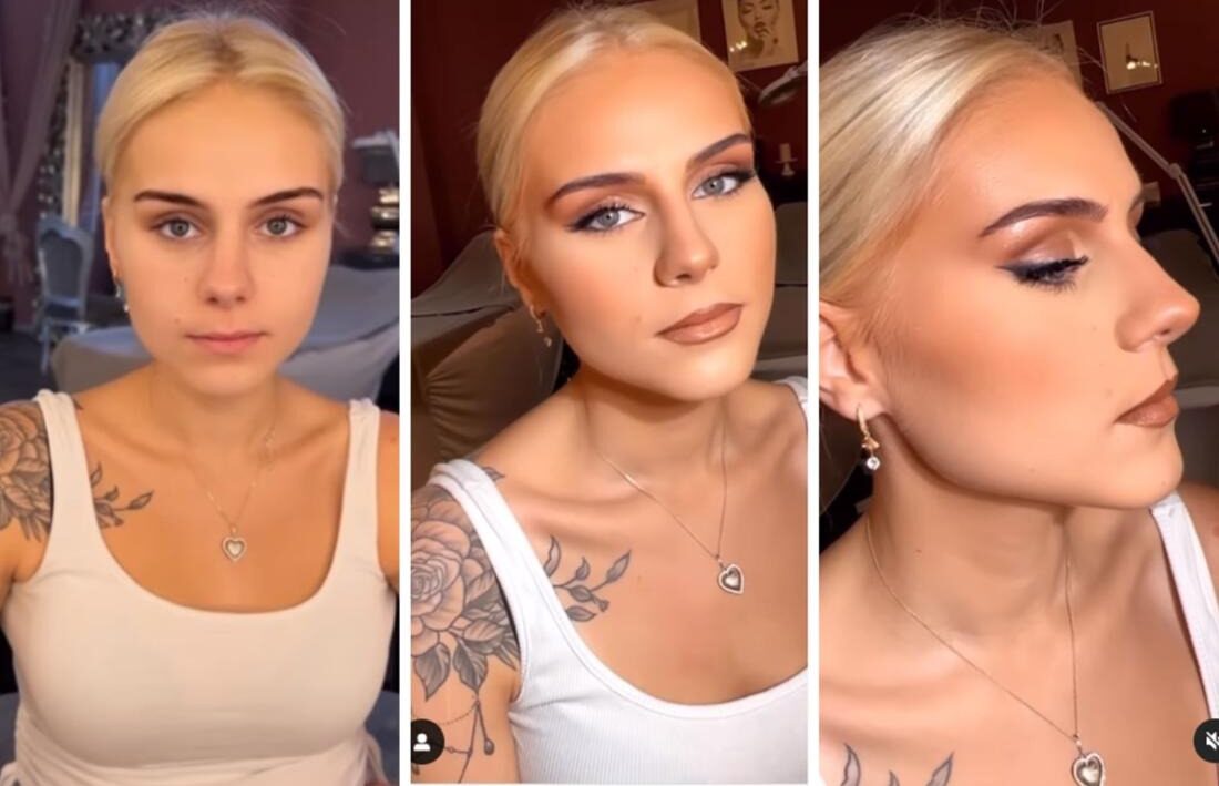 Ungeschminkt und im Glamour-Look: Estefania Wollny zeigt, was Make-up bewirken kann